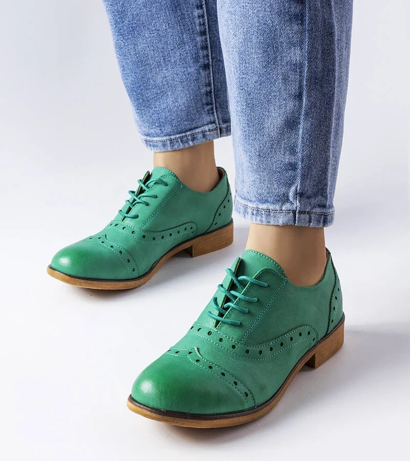 Pantofi Oxford verzi cu perforații Lizotte