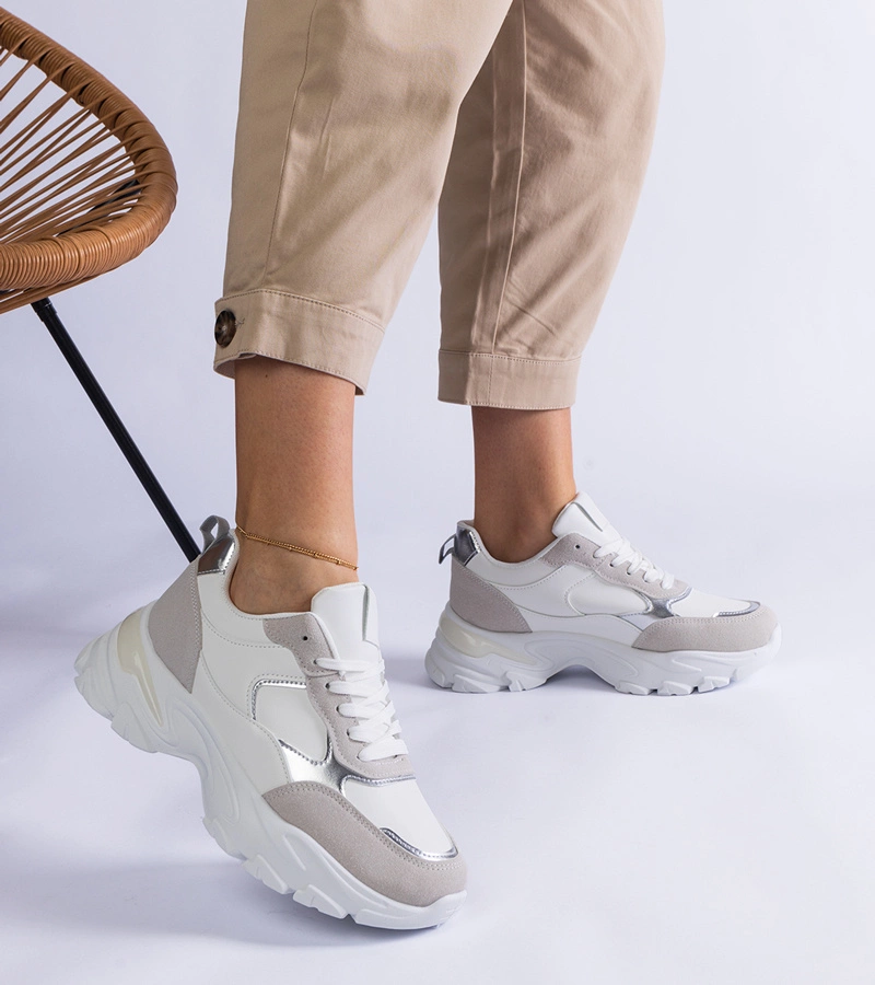 Adidași albi cu talpă masivă Torreza