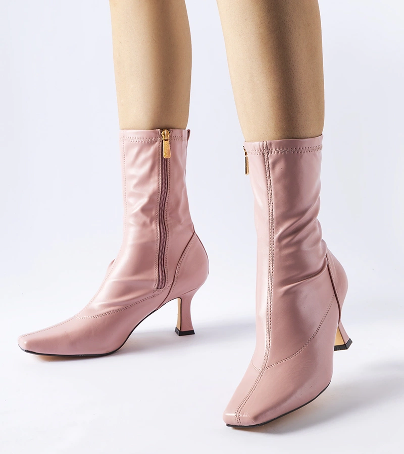 Botine roz roz pe toc mic Luisella