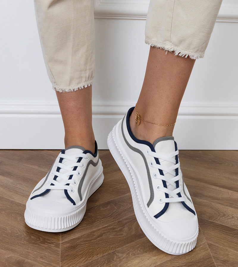 Pantofi sport albi pentru femei pe platformă Salis