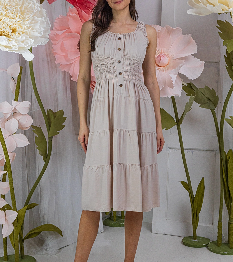 Rochie bej cu bretele Masaew