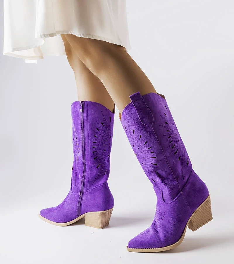 Valdengo cizme de cowboy mov, cu barete