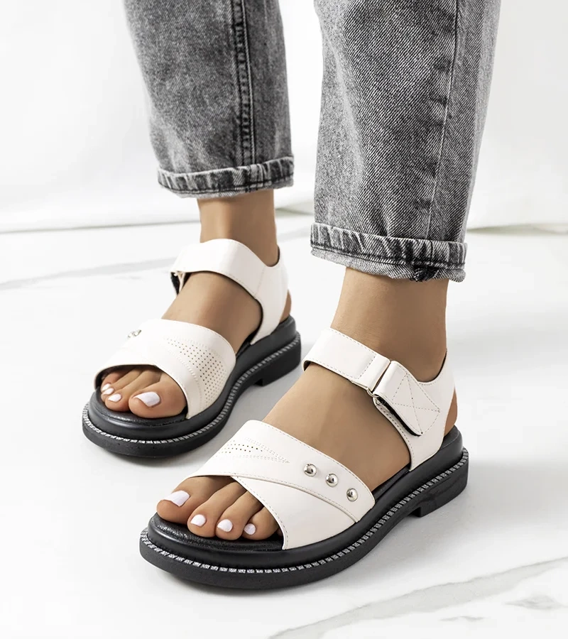 Sandale albe cu platformă Meis