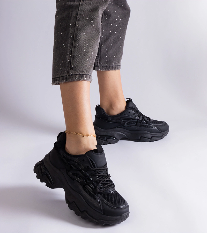 Adidași sport negri cu talpă masivă Roxana