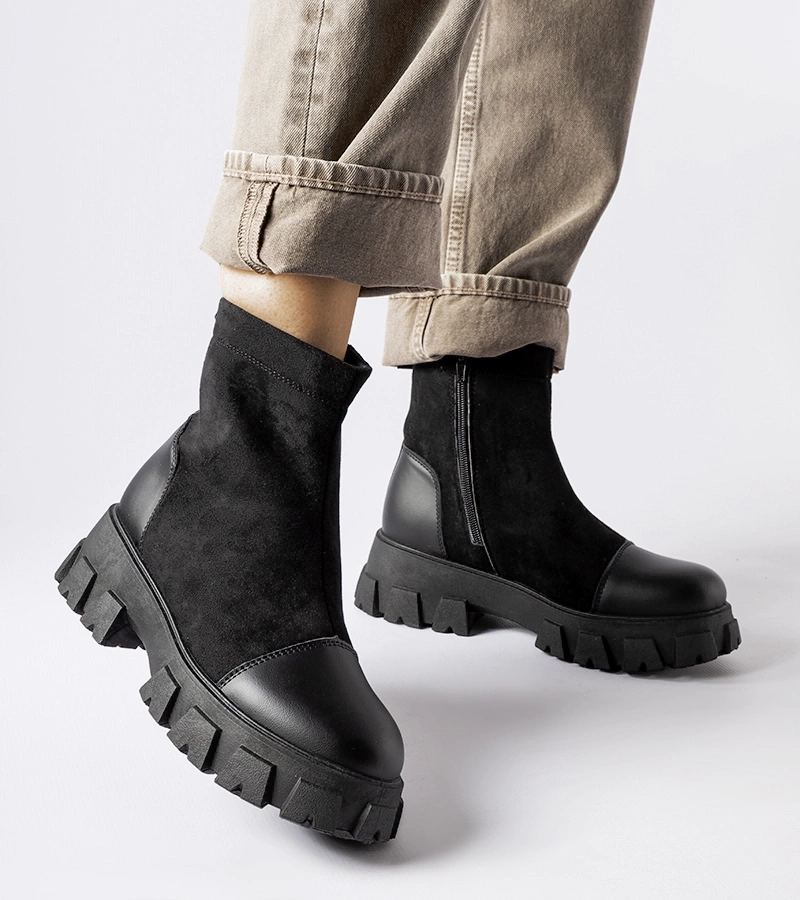 Milo negru eco-suede negru cu banda de rulare pentru bagaje