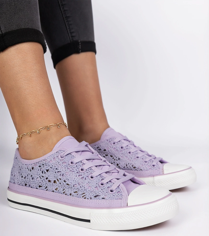 Pantofi sport damă din pânză perforată mov Saha
