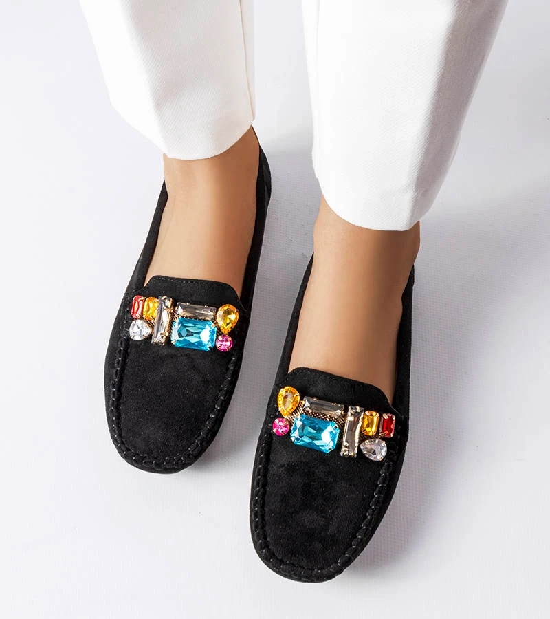 Mocasini negri cu talpă din piele Bertrand