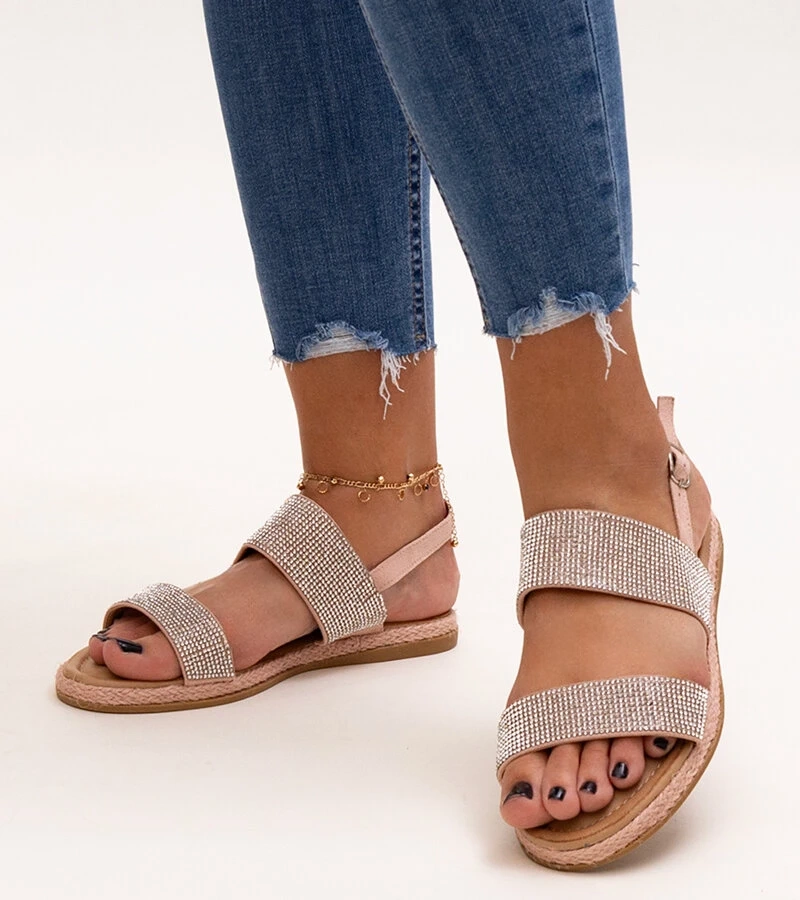 Sandale roz cu zirconii de la Carvalia