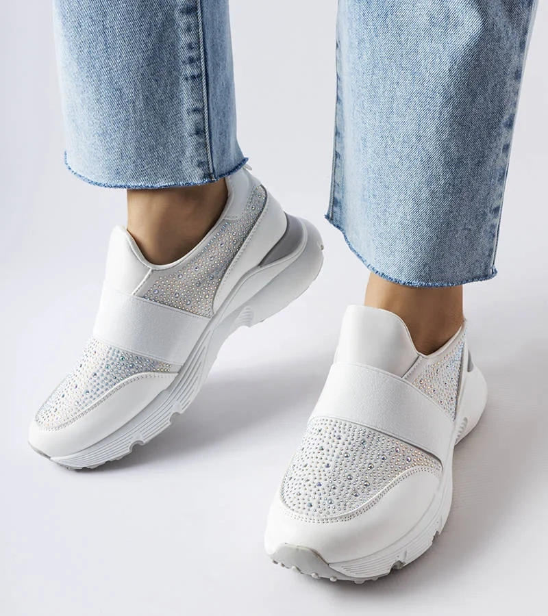 Adidași albi cu ornamente argintii by Milea