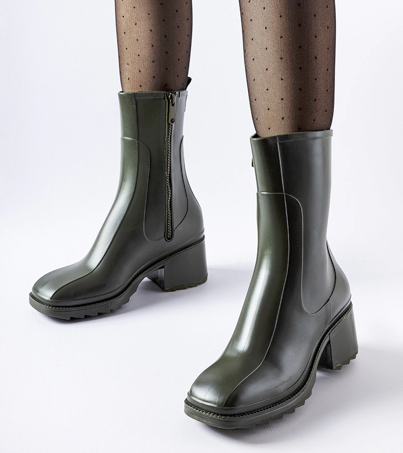 Cizme verzi cu fermoar pe toc Maggiore