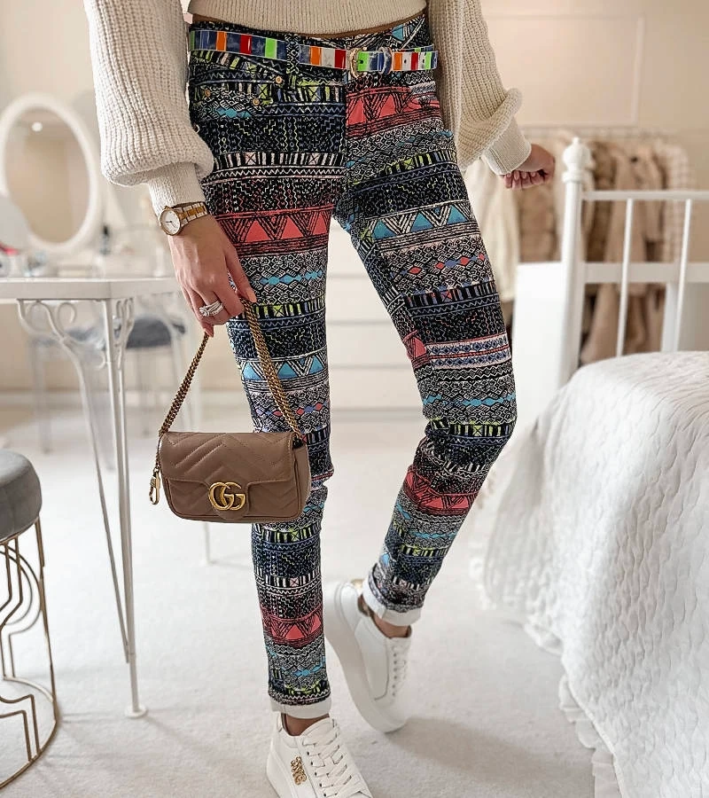 Pantaloni Doria cu model multicolor pentru femei
