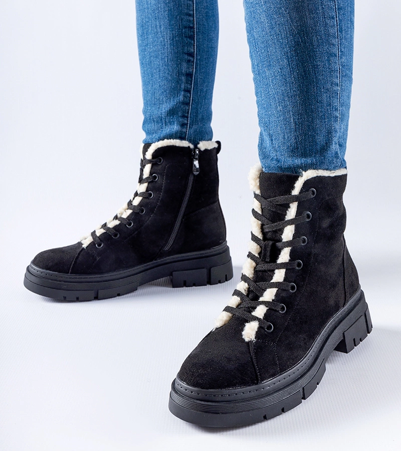 Ghete negre căptușite din eco-suede Chamblee