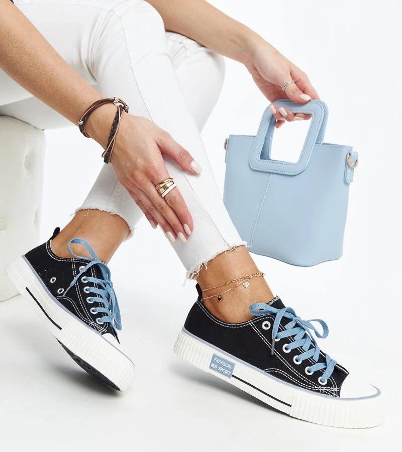 Teniși negri cu șiret colorat Jadranka