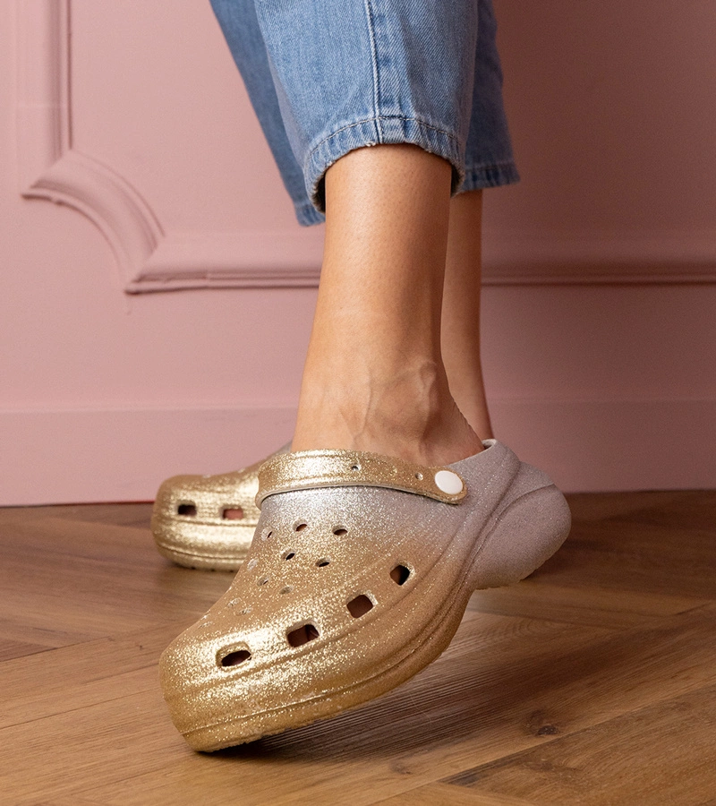 Sandale platformă închise aurii-argintii Kameris