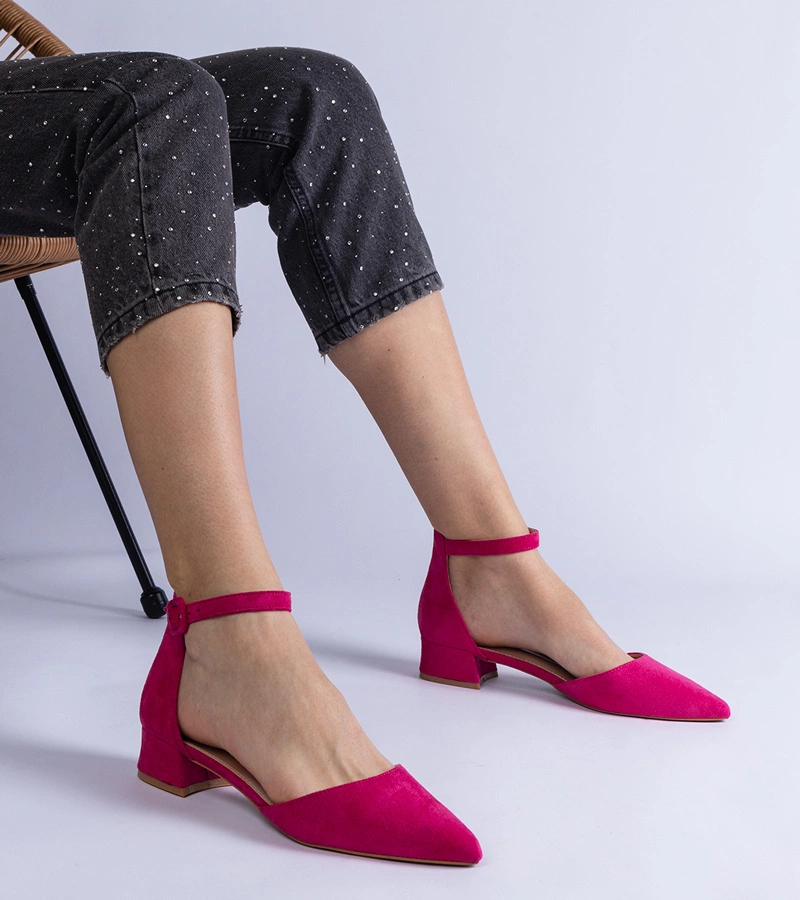 Pantofi roz Elison cu toc mic