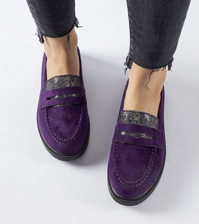 Mocasini mov cu zirconii Ippolito