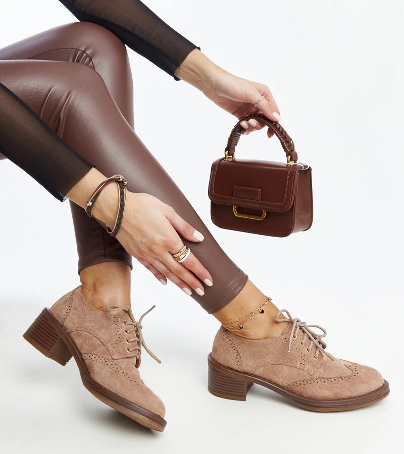 Pantofi de semi-înalti Tigard din piele de catifea maro