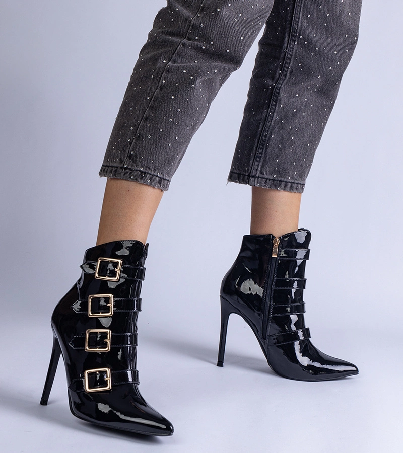 Adriana pantofi negri lăcuiți cu toc subțire