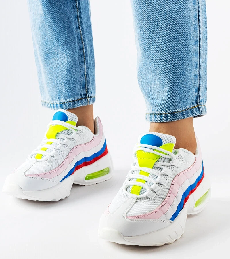 Adidași albi cu inserții colorate Joline