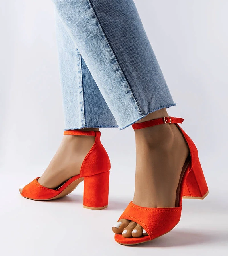 Sandale stiletto portocalii Diasha