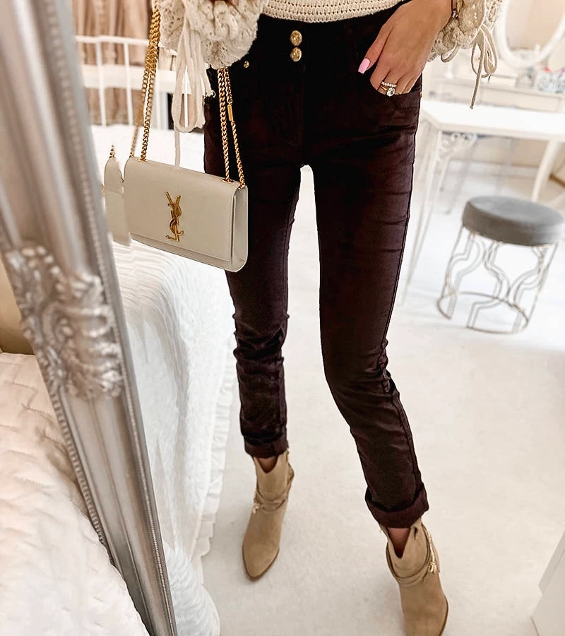 Pantaloni din stofă maro de la Scala