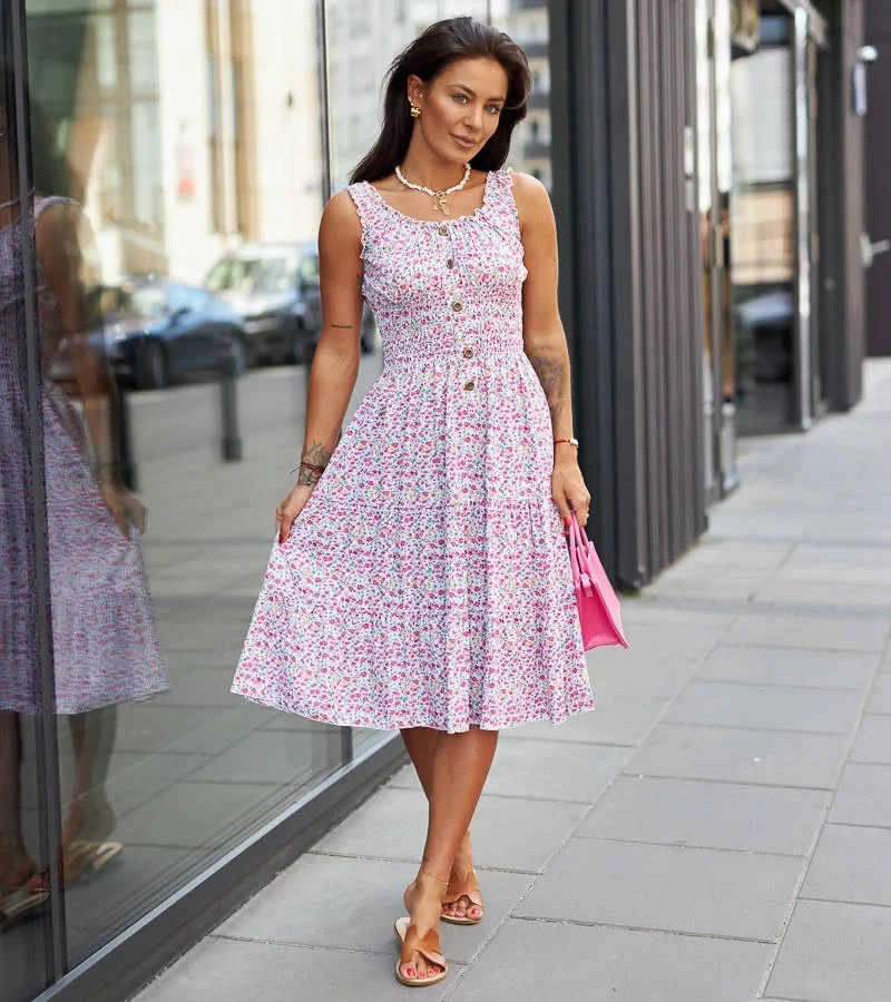 Rochie roz cu bretele Romolo