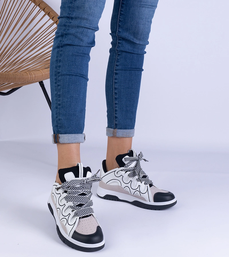 Adidași negri pentru femei cu șiret decorativ Grejs