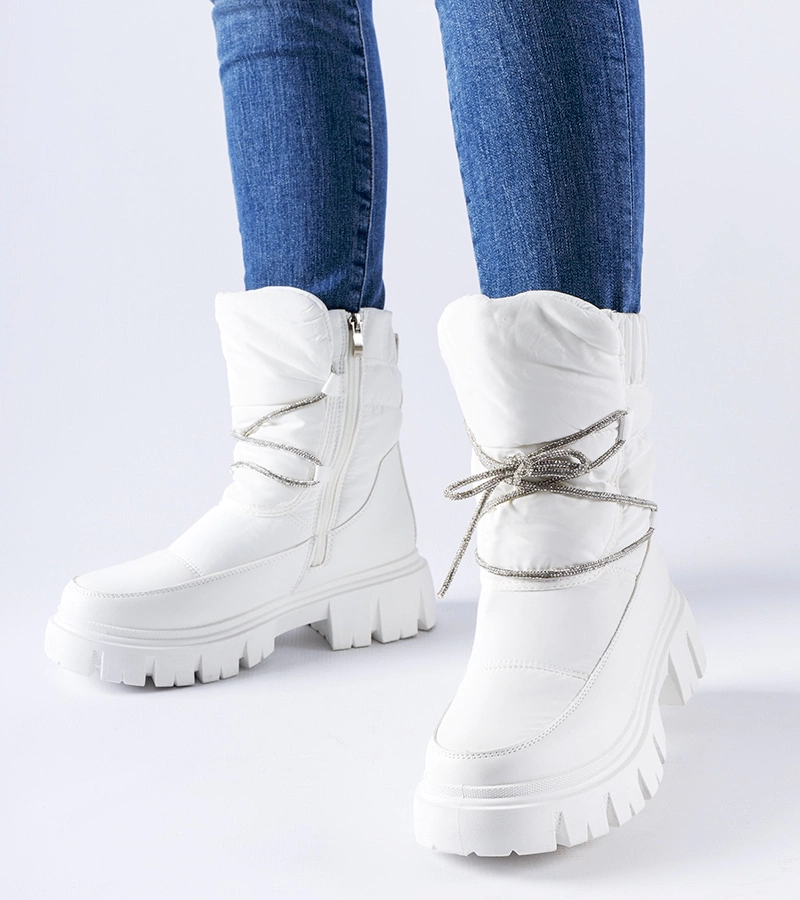 Cizme albe cu zirconiu Pettenasco