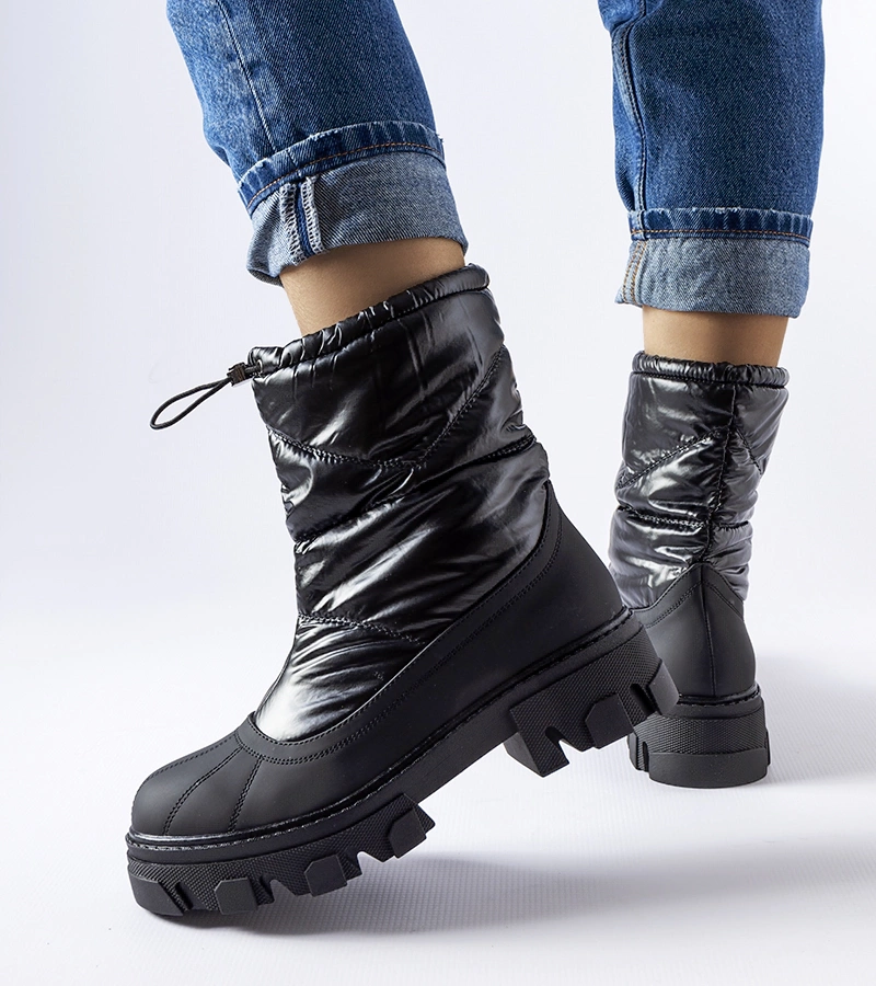 Cizme de zăpadă negre cu talpă de Cendrillon