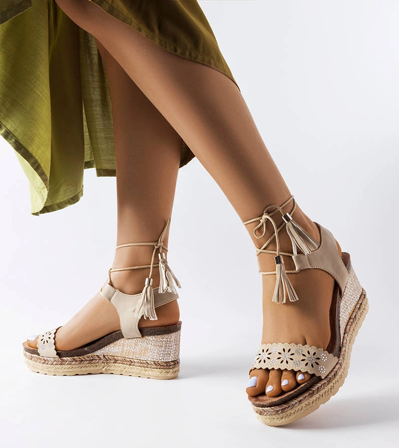 Espadrile bej cu tocuri Tahoe