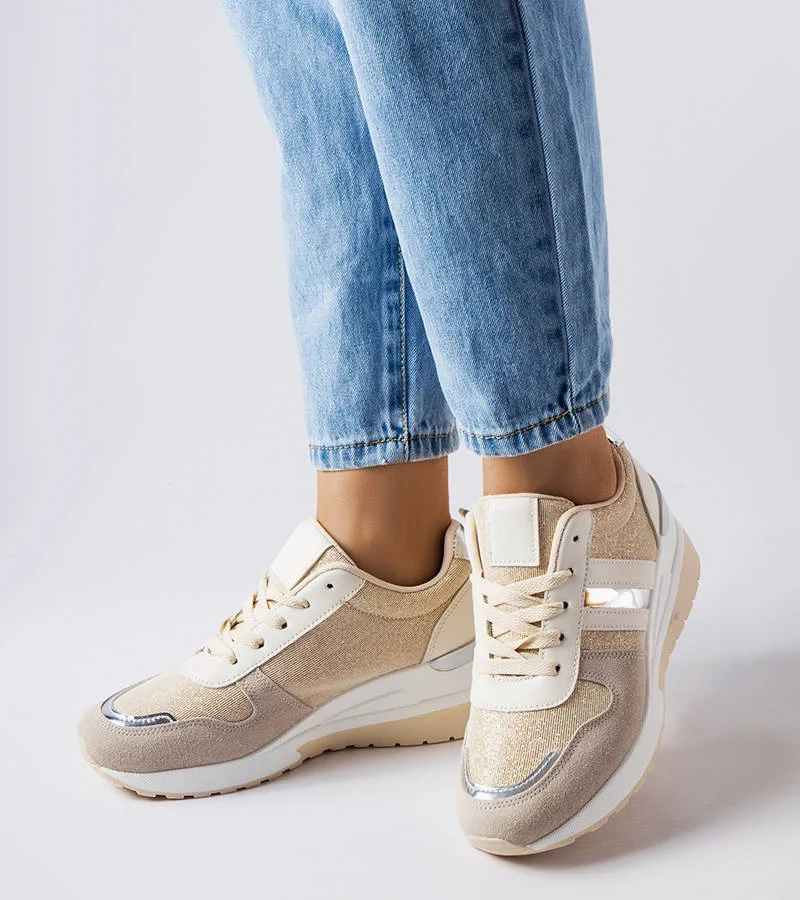 Titusville teniși bej și argintiu pe tocuri