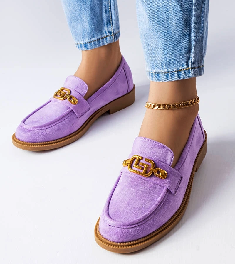 Mocasini eleganți mov cu ornament Ouellet