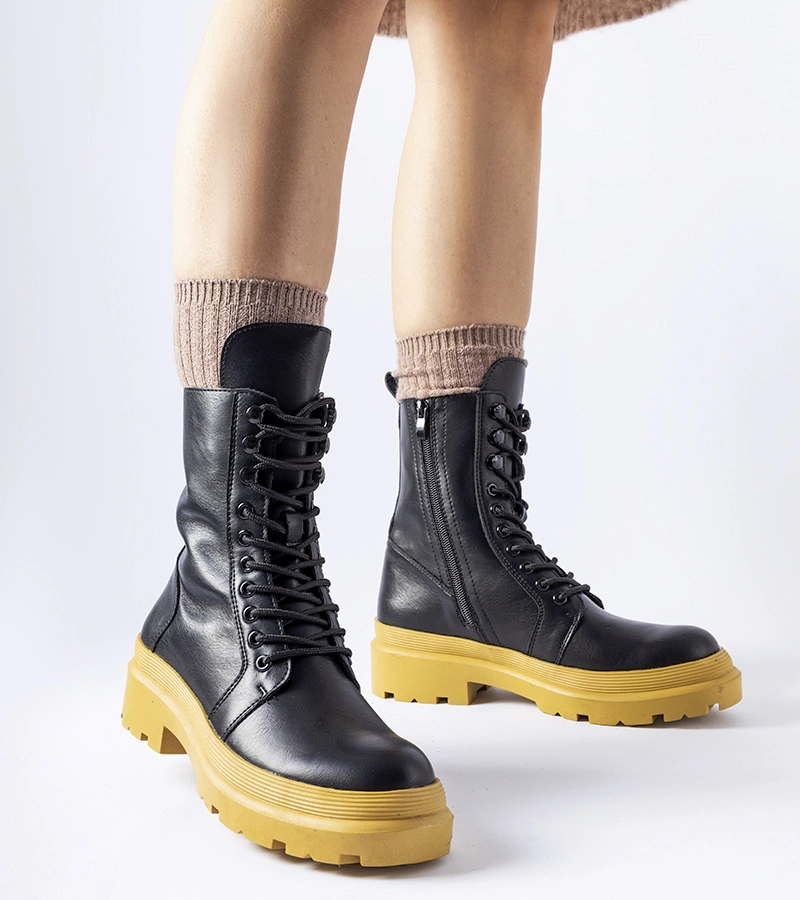 Traperi negri cu talpă colorată Quennie