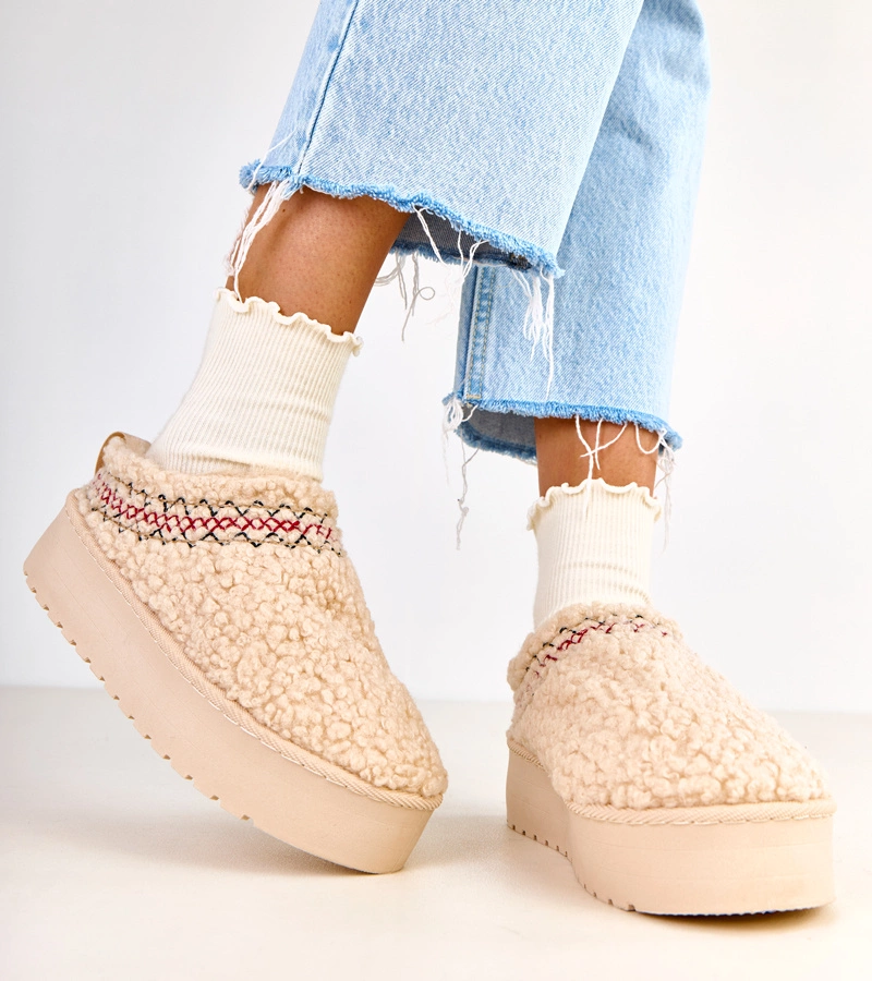 Cizme de zăpadă bej cu platformă Royana