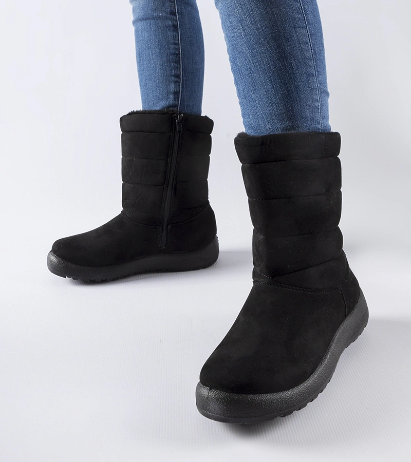 Botine negre căptușite cu eko-suede Ground