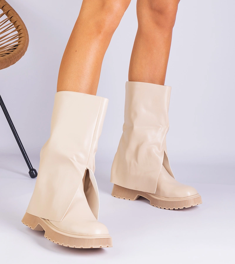 Botine bej cu carâmb răsucit Rozalia