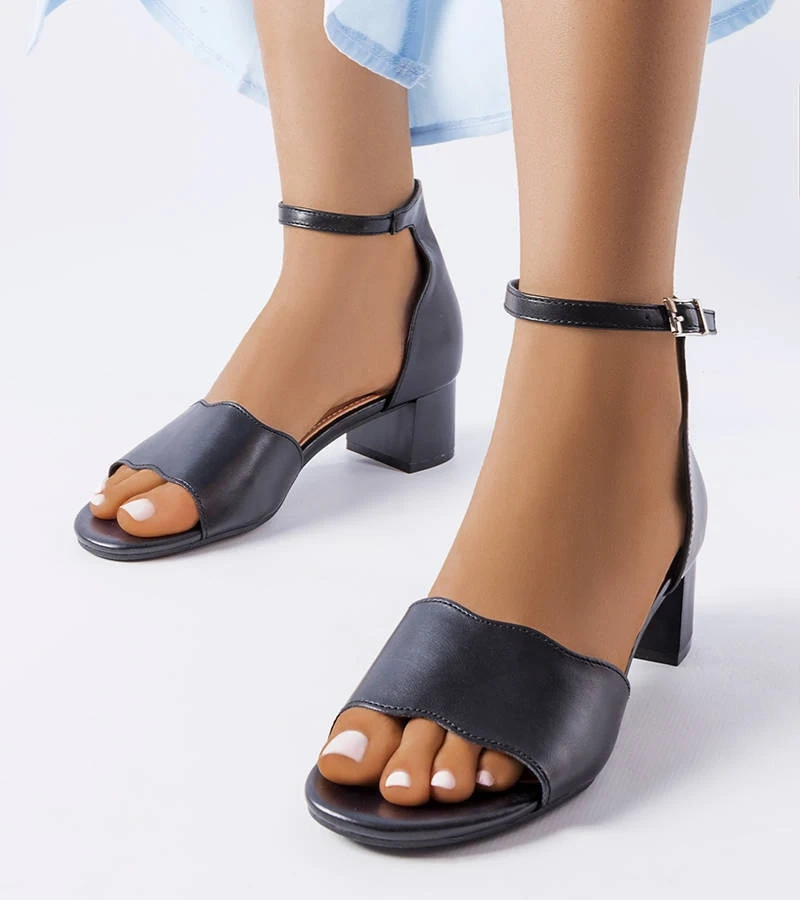 Sandale negre Mulberry cu stiletto jos