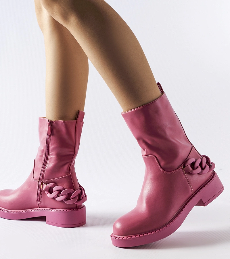 Botine roz roz cu lanț Linera