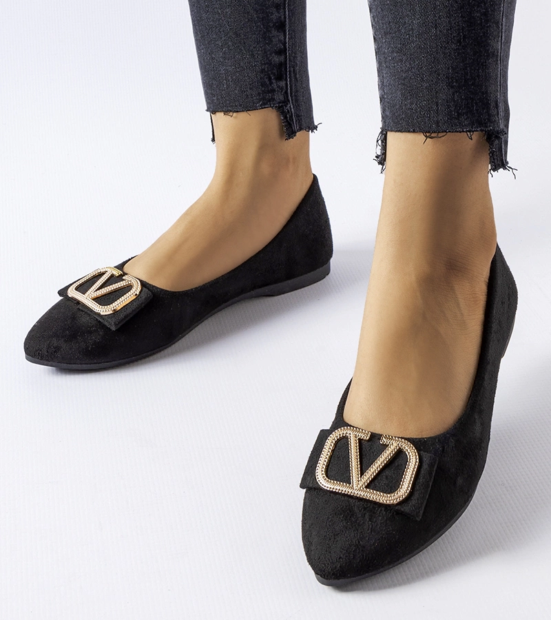 Balerini negri cu o cataramă decorativă Secondo