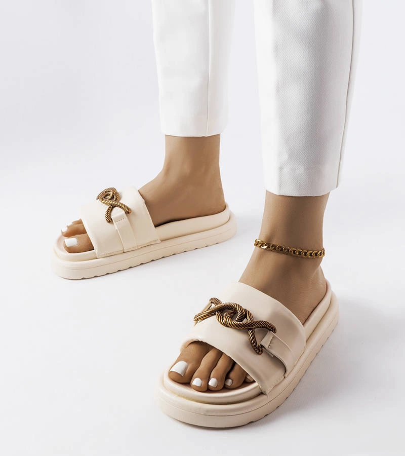 Șlapi cu platformă bej Frédérique