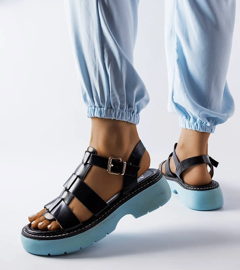 Sandale cu platformă albastră Black Lola