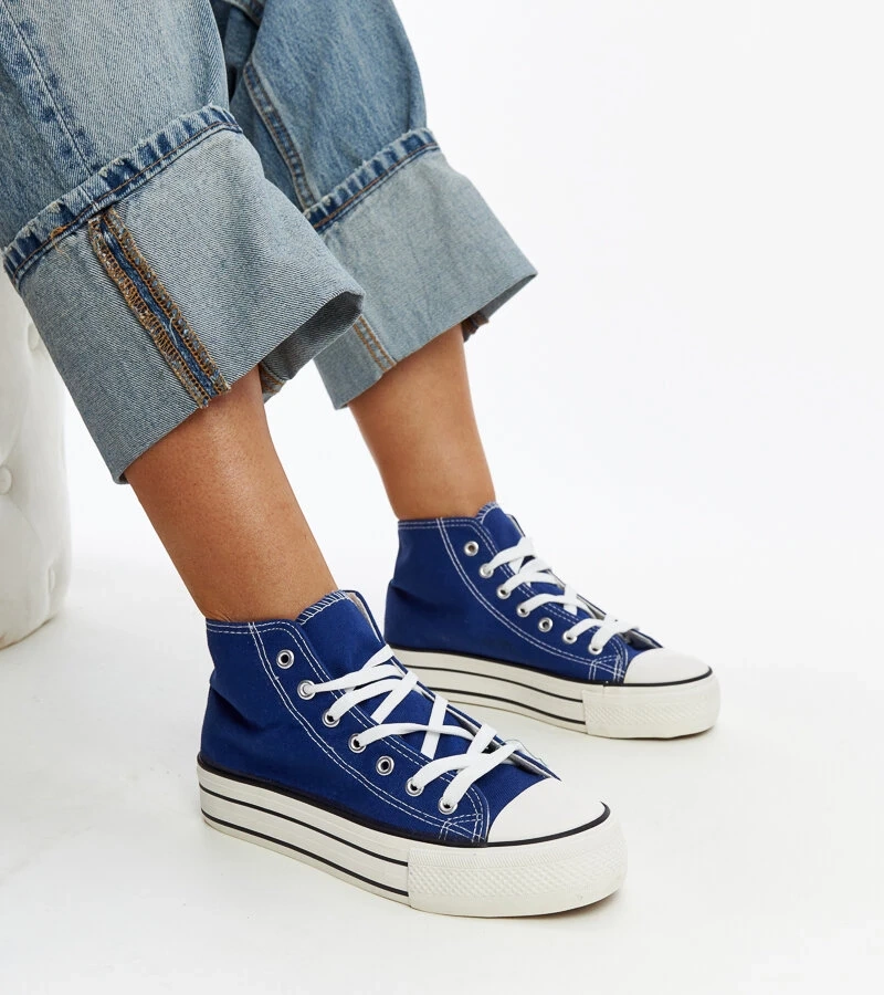 Teniși albaștri înalți cu talpă groasă Bagy