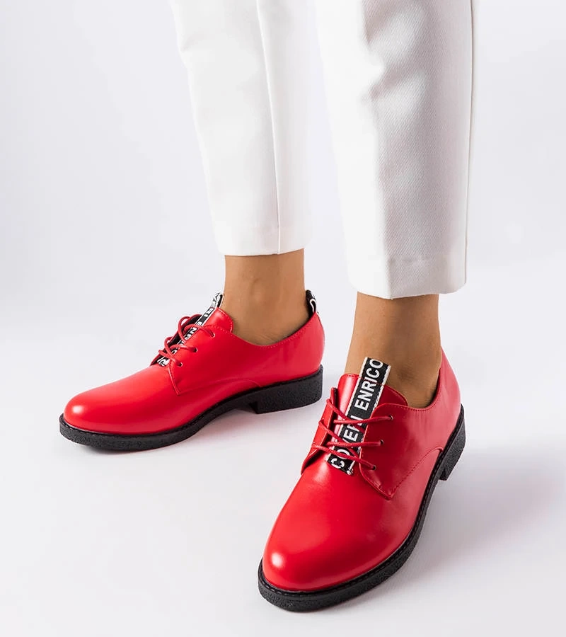 Pantofi Oxford roșii cu perforații Lizotte