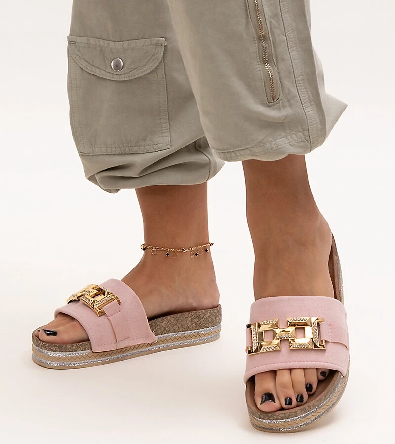 Papuci roz cu o cataramă strălucitoare Niamh