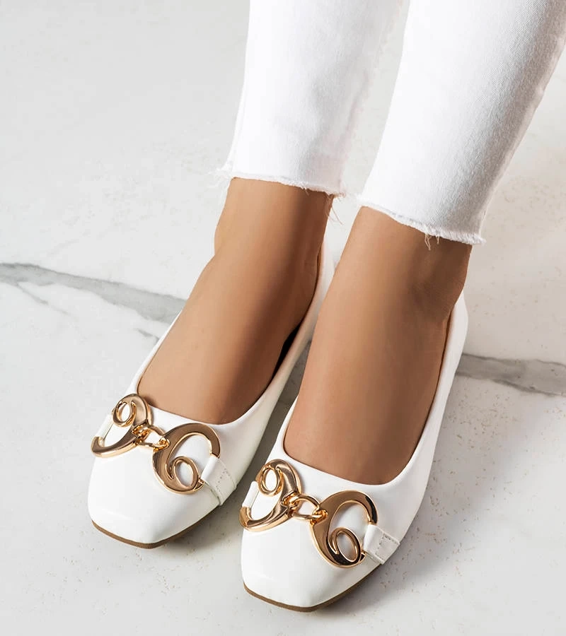 Balerini albi cu nasul pătrat Shawna