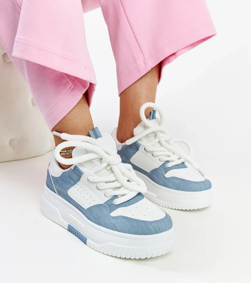 Sneakers albastru-alb pe platforma Szekeres