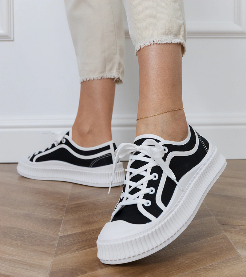 Adidași negri de damă cu platformă Salis