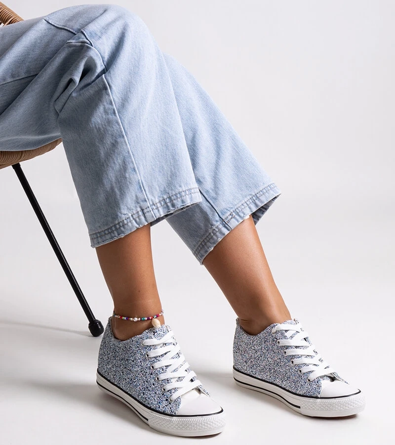 Teniși înalți strălucitori albaștri Jadwa