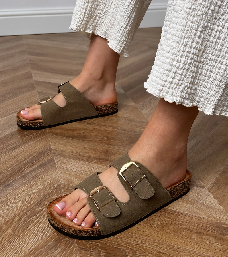 Papuci verzi cu catarame pe talpă de plută Cloud