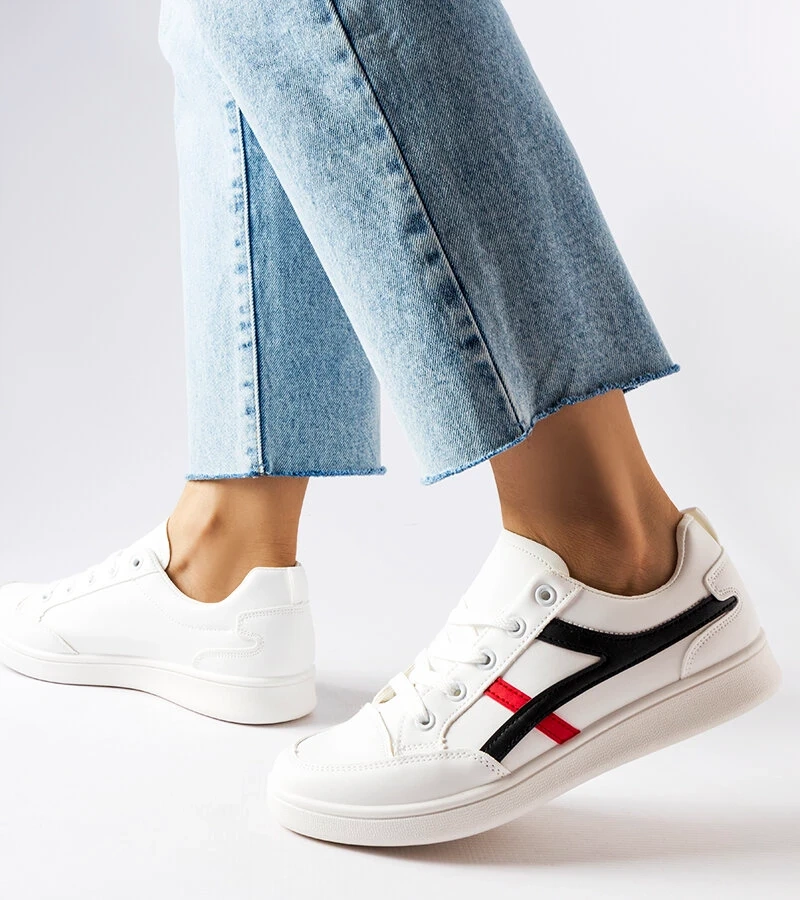 Pantofi de sport cu talpă plată albi de Bonafous